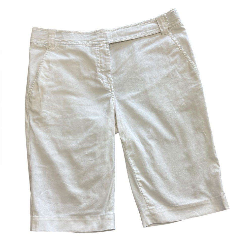 Tory Burch White Cotton Bermuda Shorts Sz 8  Stretch Classic Preppy Golf - Picture 10 of 10